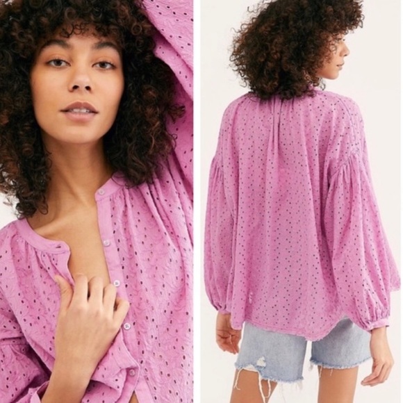 Free People Tops - NWT Free People Maddison Eyelet Blouse $118 Sz L
